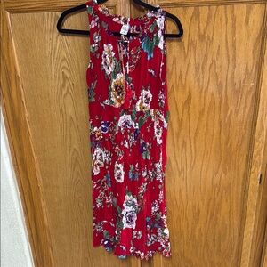 Bila Red Sleeveless Halter Midi Dress